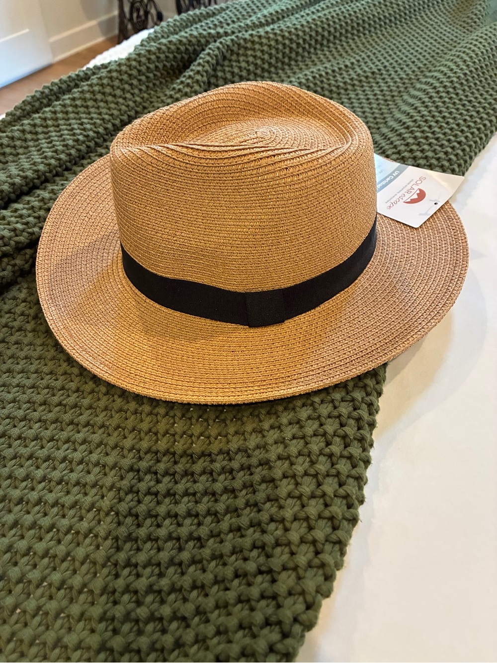 Straw Fedora Hat with Black Band